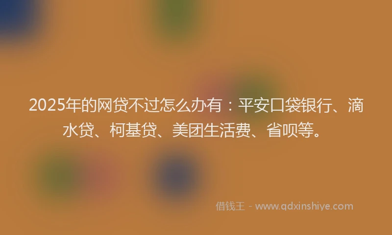 2025年的网贷不过怎么办有：平安口袋银行、滴水贷、柯基贷、美团生活费、省呗等。