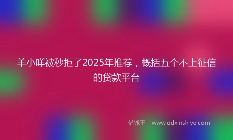 羊小咩被秒拒了2025年推荐，概括五个不上征信的贷款平台