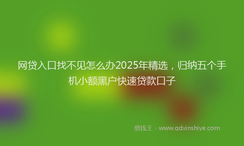 网贷入口找不见怎么办2025年精选，归纳五个手机小额黑户快速贷款口子