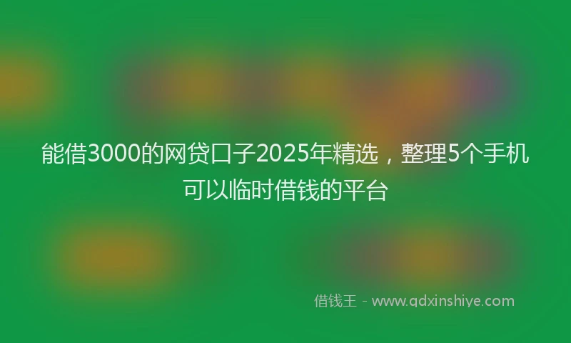 能借3000的网贷口子2025年精选，整理5个手机可以临时借钱的平台