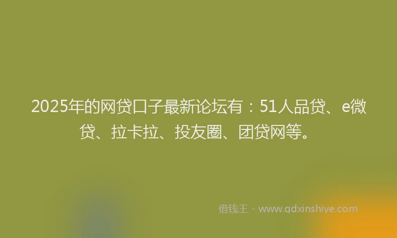 2025年的网贷口子最新论坛有：51人品贷、e微贷、拉卡拉、投友圈、团贷网等。