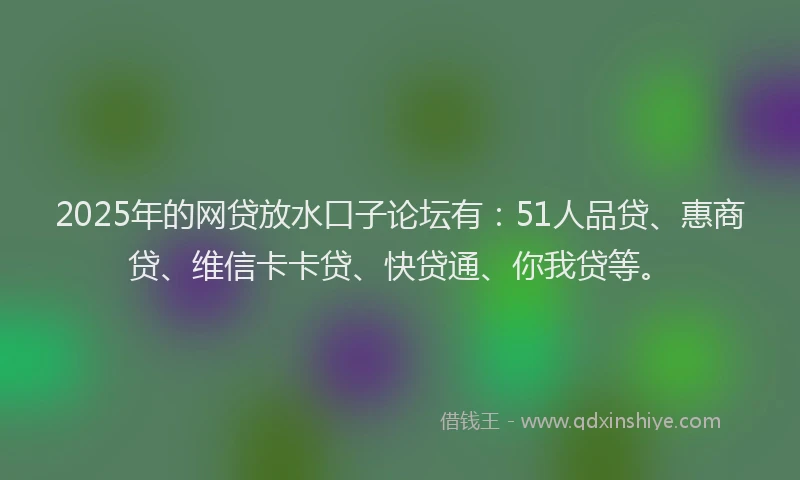 2025年的网贷放水口子论坛有：51人品贷、惠商贷、维信卡卡贷、快贷通、你我贷等。