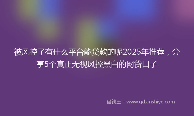 被风控了有什么平台能贷款的呢2025年推荐，分享5个真正无视风控黑白的网贷口子