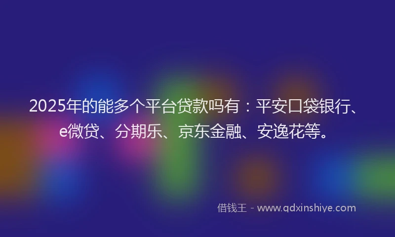 2025年的能多个平台贷款吗有：平安口袋银行、e微贷、分期乐、京东金融、安逸花等。