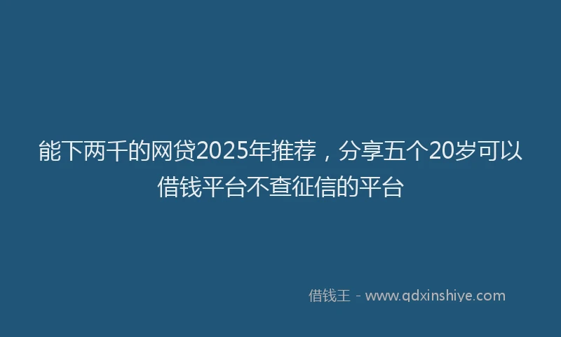 能下两千的网贷2025年推荐，分享五个20岁可以借钱平台不查征信的平台