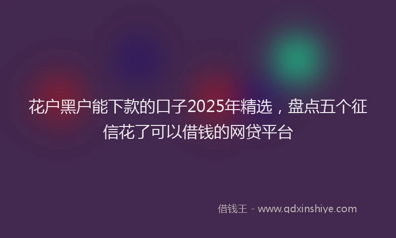 花户黑户能下款的口子2025年精选，盘点五个征信花了可以借钱的网贷平台