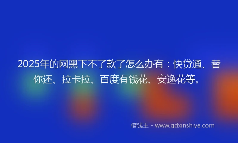 2025年的网黑下不了款了怎么办有：快贷通、替你还、拉卡拉、百度有钱花、安逸花等。