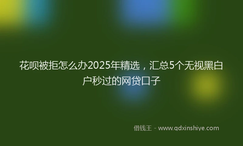 花呗被拒怎么办2025年精选，汇总5个无视黑白户秒过的网贷口子