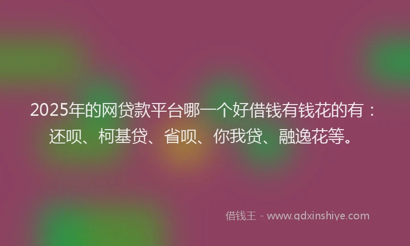 2025年的网贷款平台哪一个好借钱有钱花的有：还呗、柯基贷、省呗、你我贷、融逸花等。