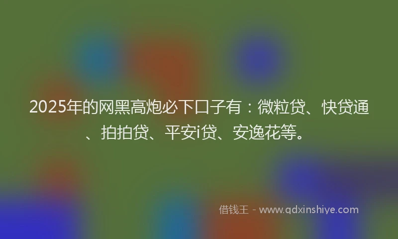 2025年的网黑高炮必下口子有：微粒贷、快贷通、拍拍贷、平安i贷、安逸花等。