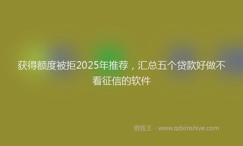 获得额度被拒2025年推荐，汇总五个贷款好做不看征信的软件