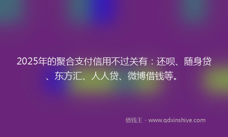 2025年的聚合支付信用不过关有：还呗、随身贷、东方汇、人人贷、微博借钱等。