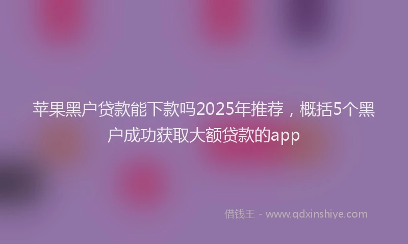 苹果黑户贷款能下款吗2025年推荐，概括5个黑户成功获取大额贷款的app