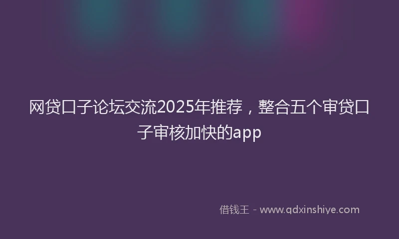 网贷口子论坛交流2025年推荐，整合五个审贷口子审核加快的app