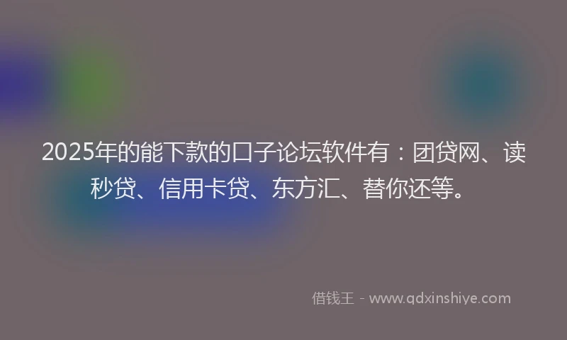 2025年的能下款的口子论坛软件有：团贷网、读秒贷、信用卡贷、东方汇、替你还等。