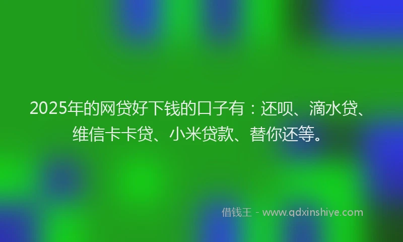2025年的网贷好下钱的口子有：还呗、滴水贷、维信卡卡贷、小米贷款、替你还等。