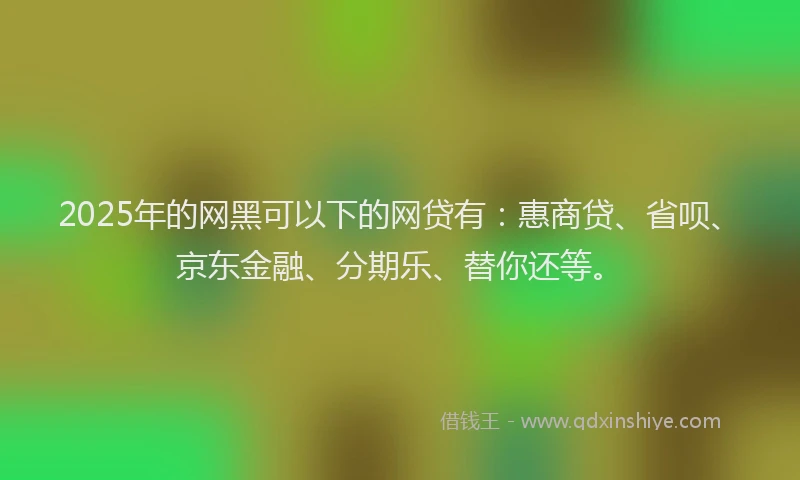 2025年的网黑可以下的网贷有：惠商贷、省呗、京东金融、分期乐、替你还等。