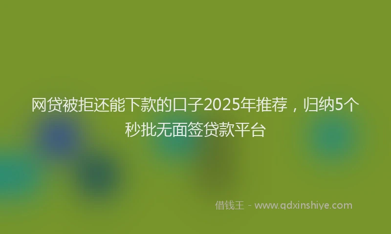 网贷被拒还能下款的口子2025年推荐，归纳5个秒批无面签贷款平台