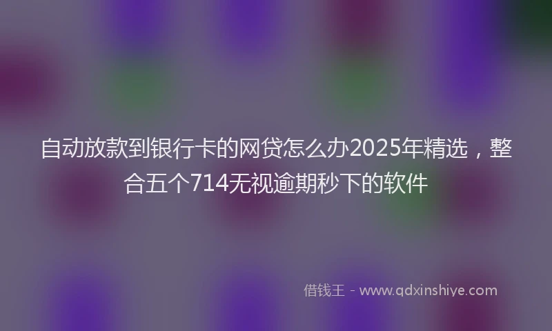 自动放款到银行卡的网贷怎么办2025年精选，整合五个714无视逾期秒下的软件