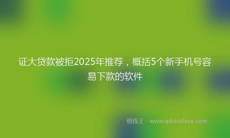 证大贷款被拒2025年推荐，概括5个新手机号容易下款的软件