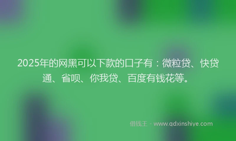 2025年的网黑可以下款的口子有：微粒贷、快贷通、省呗、你我贷、百度有钱花等。
