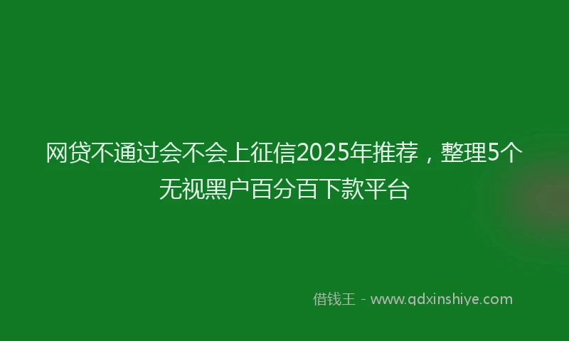 网贷不通过会不会上征信2025年推荐，整理5个无视黑户百分百下款平台