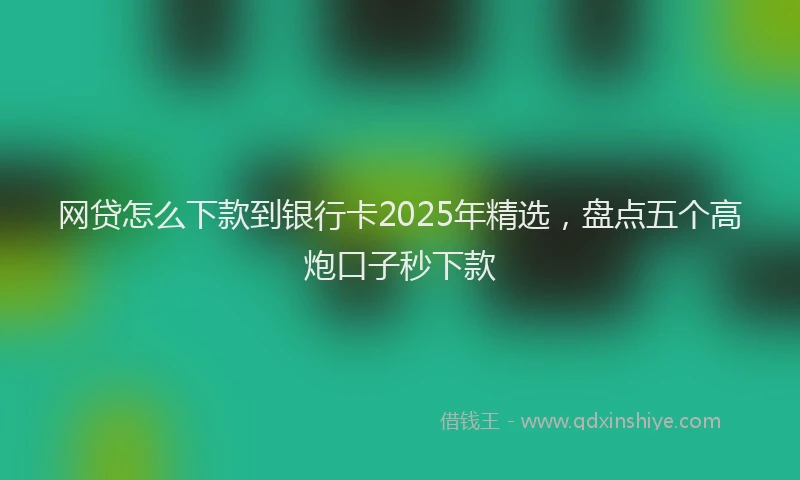 网贷怎么下款到银行卡2025年精选，盘点五个高炮口子秒下款