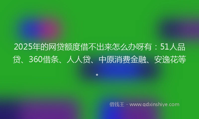 2025年的网贷额度借不出来怎么办呀有：51人品贷、360借条、人人贷、中原消费金融、安逸花等。