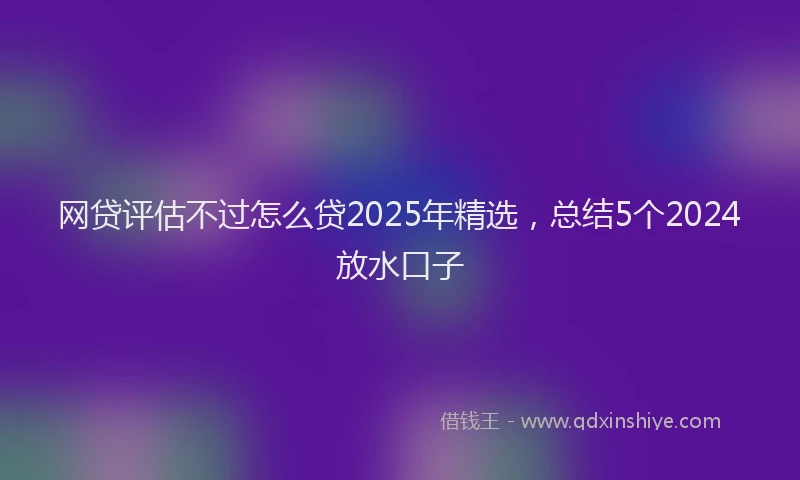 网贷评估不过怎么贷2025年精选，总结5个2024放水口子