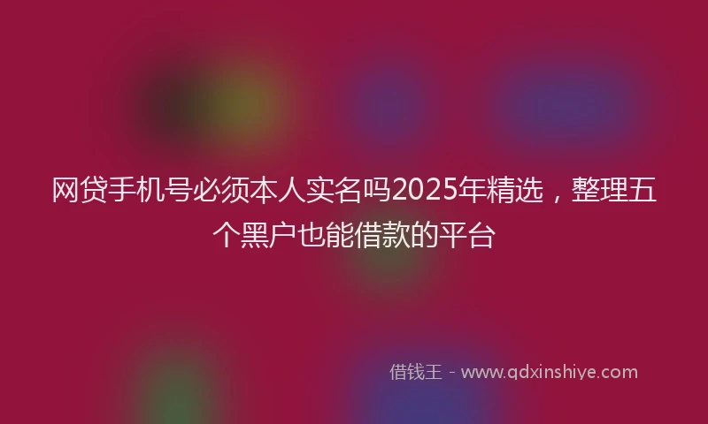网贷手机号必须本人实名吗2025年精选，整理五个黑户也能借款的平台