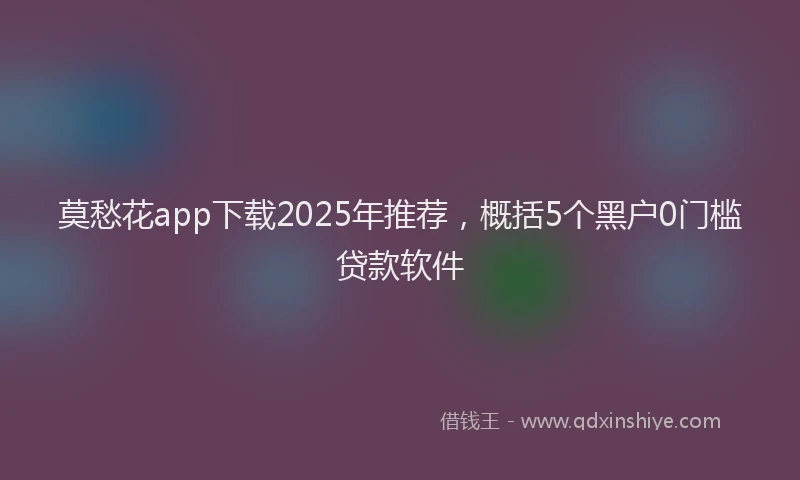 莫愁花app下载2025年推荐，概括5个黑户0门槛贷款软件
