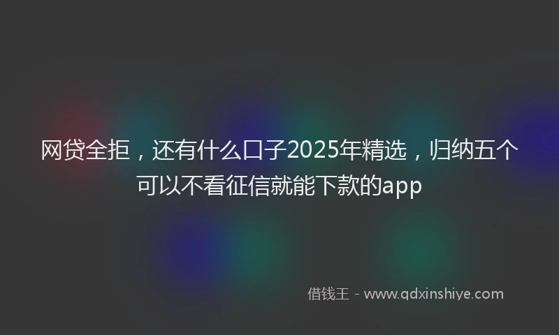 网贷全拒，还有什么口子2025年精选，归纳五个可以不看征信就能下款的app
