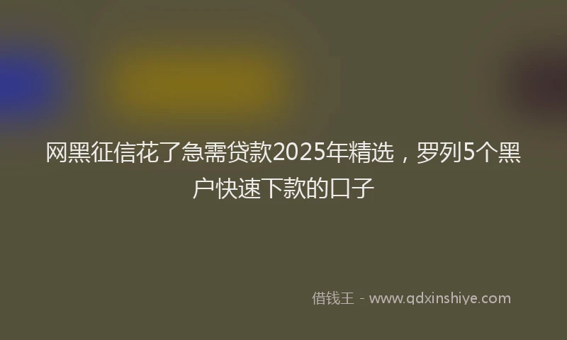 网黑征信花了急需贷款2025年精选，罗列5个黑户快速下款的口子