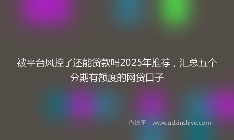 被平台风控了还能贷款吗2025年推荐，汇总五个分期有额度的网贷口子