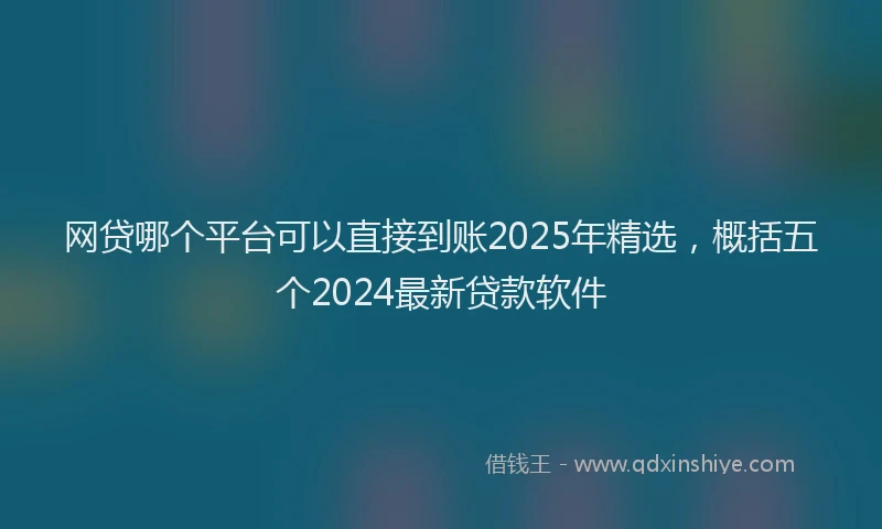 网贷哪个平台可以直接到账2025年精选，概括五个2024最新贷款软件