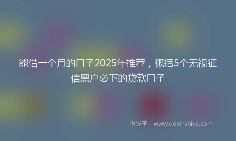 能借一个月的口子2025年推荐，概括5个无视征信黑户必下的贷款口子
