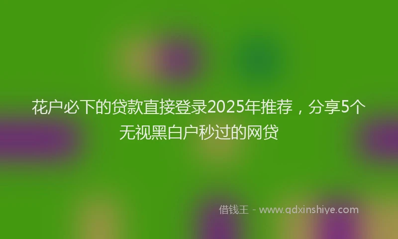 花户必下的贷款直接登录2025年推荐，分享5个无视黑白户秒过的网贷