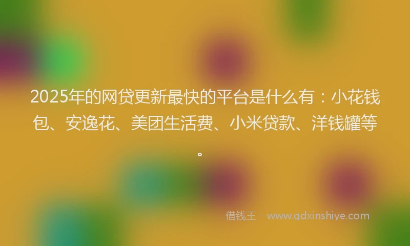 2025年的网贷更新最快的平台是什么有：小花钱包、安逸花、美团生活费、小米贷款、洋钱罐等。