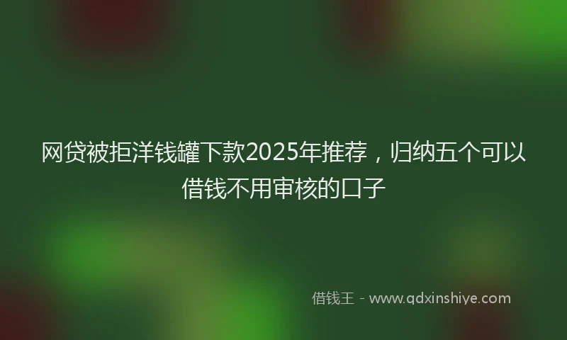 网贷被拒洋钱罐下款2025年推荐，归纳五个可以借钱不用审核的口子
