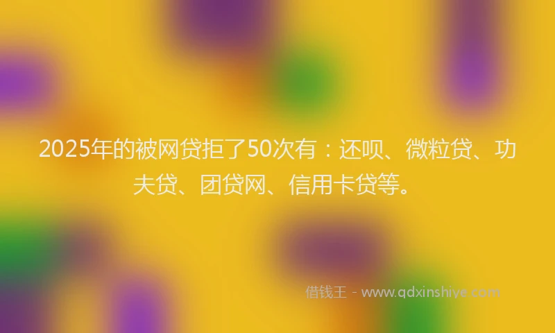 2025年的被网贷拒了50次有：还呗、微粒贷、功夫贷、团贷网、信用卡贷等。