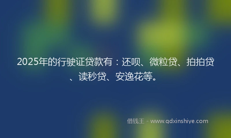 2025年的行驶证贷款有：还呗、微粒贷、拍拍贷、读秒贷、安逸花等。