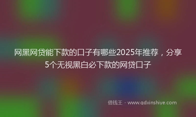 网黑网贷能下款的口子有哪些2025年推荐，分享5个无视黑白必下款的网贷口子