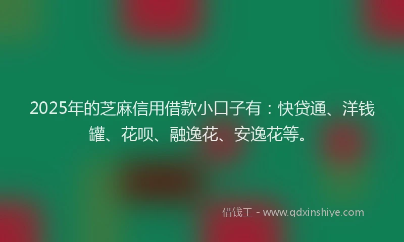2025年的芝麻信用借款小口子有：快贷通、洋钱罐、花呗、融逸花、安逸花等。