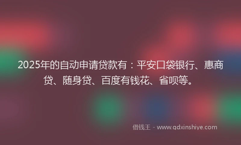 2025年的自动申请贷款有：平安口袋银行、惠商贷、随身贷、百度有钱花、省呗等。