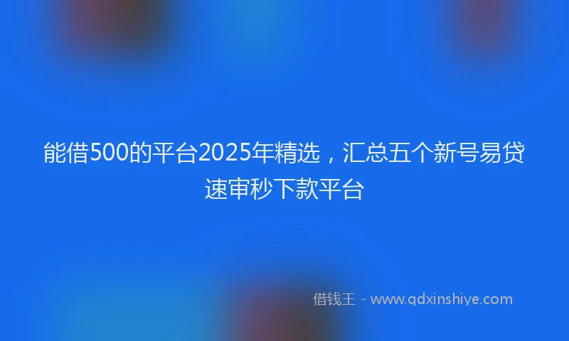能借500的平台2025年精选，汇总五个新号易贷速审秒下款平台