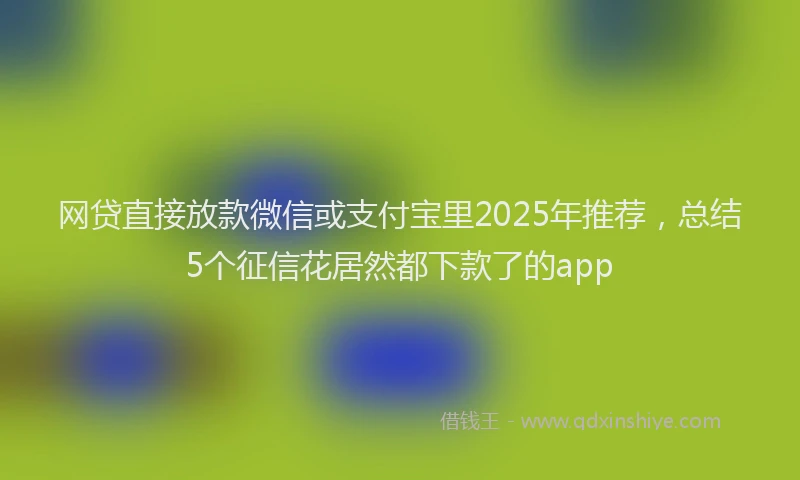 网贷直接放款微信或支付宝里2025年推荐，总结5个征信花居然都下款了的app