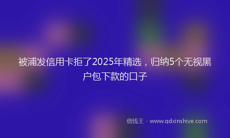 被浦发信用卡拒了2025年精选，归纳5个无视黑户包下款的口子