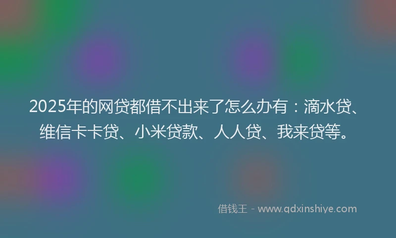 2025年的网贷都借不出来了怎么办有：滴水贷、维信卡卡贷、小米贷款、人人贷、我来贷等。