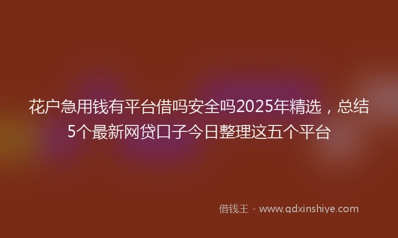 花户急用钱有平台借吗安全吗2025年精选，总结5个最新网贷口子今日整理这五个平台