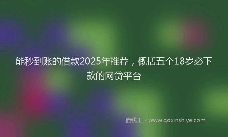 能秒到账的借款2025年推荐，概括五个18岁必下款的网贷平台